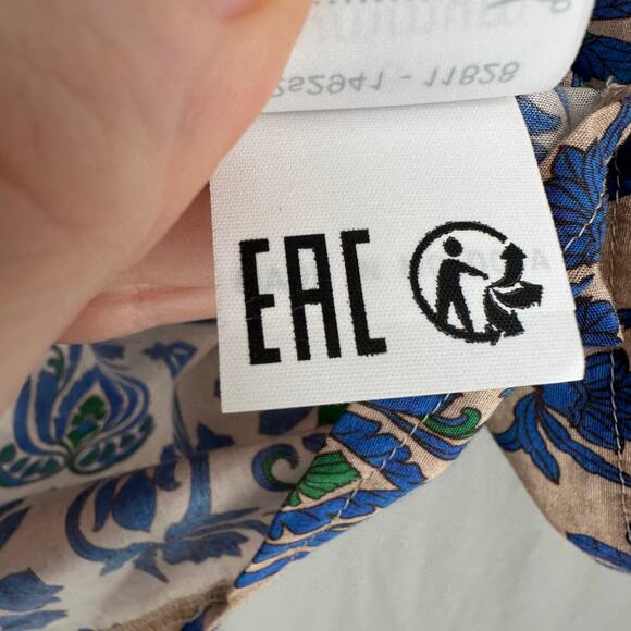 Summum Top Womens Medium Blue Floral One Shoulder Cottagecore Boho Ruffle - Picture 6 of 10